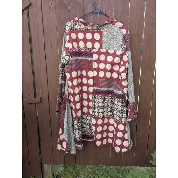 Patchwork Long Sleeve Tunic Top - Picture 2 of 8